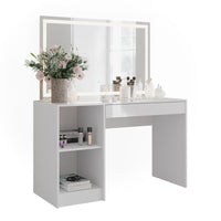 Vicco Tavolo da toeletta Bianco/bianco lucido 119.8 cm con specchio LED