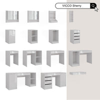 Vicco Tavolo da toeletta Bianco/bianco lucido 119.8 cm 6 parti