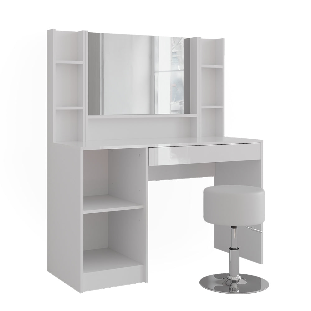 Vicco Tavolo da toeletta Bianco/bianco lucido 119.8 cm 5 parti