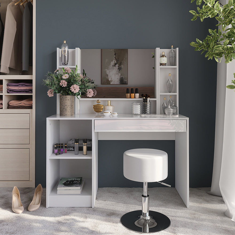 Vicco Tavolo da toeletta Bianco/bianco lucido 119.8 cm 5 parti