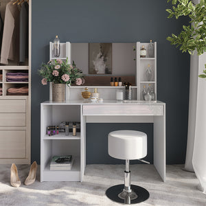 Vicco Tavolo da toeletta Bianco/bianco lucido 119.8 cm 5 parti