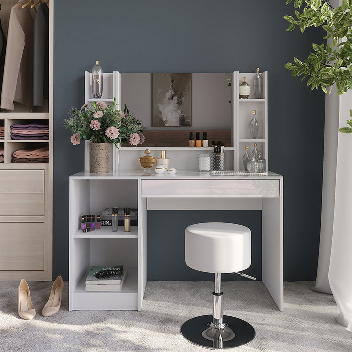 Vicco Tavolo da toeletta Bianco/bianco lucido 119.8 cm 5 parti