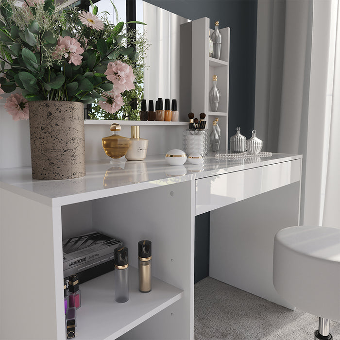 Vicco Tavolo da toeletta Bianco/bianco lucido 119.8 cm 5 parti