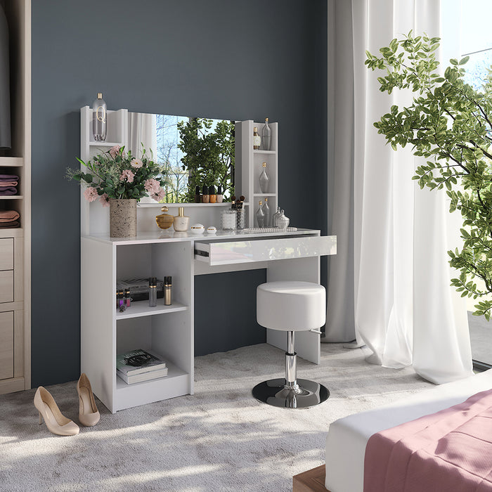 Vicco Tavolo da toeletta Bianco/bianco lucido 119.8 cm 5 parti