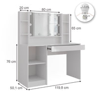 Vicco Tavolo da toeletta Bianco/bianco lucido 119.8 cm 8 parti