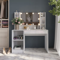 Vicco Tavolo da toeletta Bianco/bianco lucido 119.8 cm 8 parti