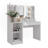 Vicco Tavolo da toeletta Bianco/bianco lucido 119.8 cm 8 parti