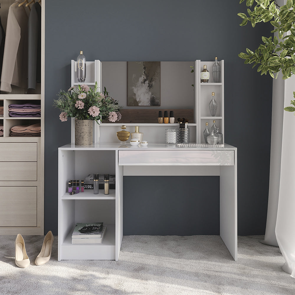 Vicco Tavolo da toeletta Bianco/bianco lucido 119.8 cm 4 parti