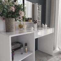 Vicco Tavolo da toeletta Bianco/bianco lucido 119.8 cm 4 parti