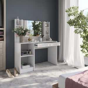 Vicco Tavolo da toeletta Bianco/bianco lucido 119.8 cm 4 parti