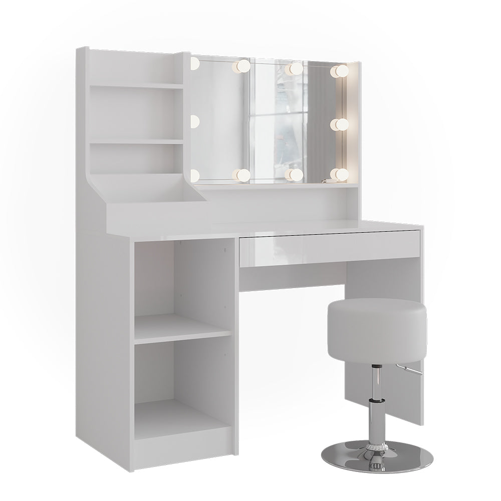 Vicco Tavolo da toeletta Bianco/bianco lucido 119.8 cm 7 parti