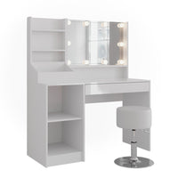 Vicco Tavolo da toeletta Bianco/bianco lucido 119.8 cm 7 parti