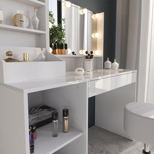 Vicco Tavolo da toeletta Bianco/bianco lucido 119.8 cm 7 parti