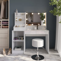 Vicco Tavolo da toeletta Bianco/bianco lucido 119.8 cm 7 parti