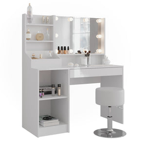 Vicco Tavolo da toeletta Bianco/bianco lucido 119.8 cm 7 parti