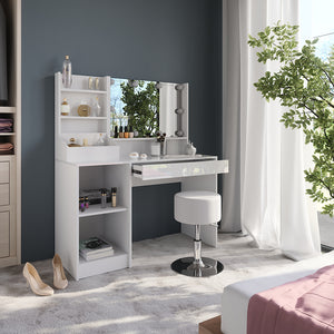 Vicco Tavolo da toeletta Bianco/bianco lucido 119.8 cm 7 parti