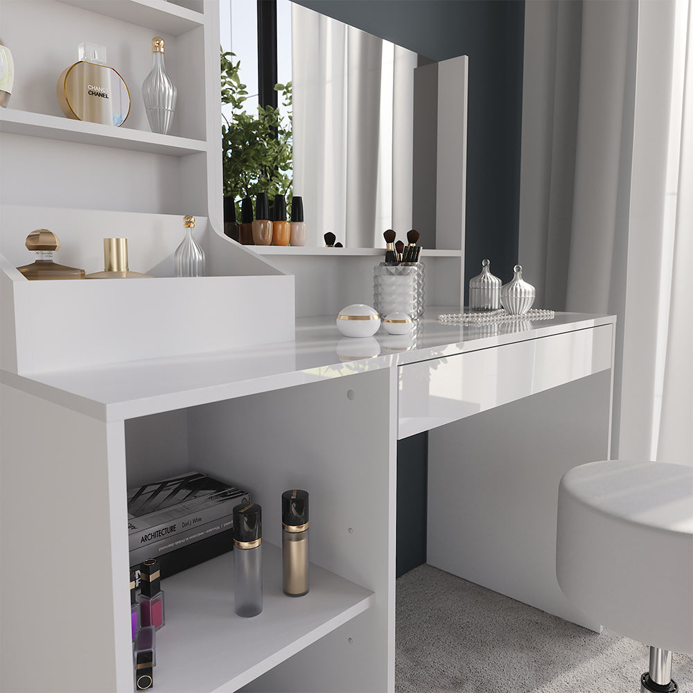 Vicco Tavolo da toeletta Bianco/bianco lucido 119.8 cm 4 parti