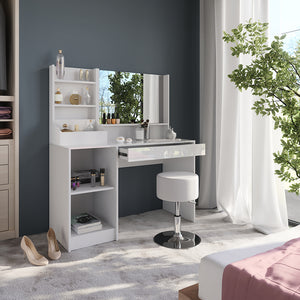 Vicco Tavolo da toeletta Bianco/bianco lucido 119.8 cm 4 parti