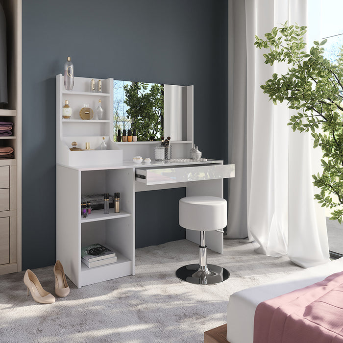 Vicco Tavolo da toeletta Bianco/bianco lucido 119.8 cm 4 parti