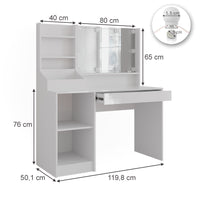 Vicco Tavolo da toeletta Bianco/bianco lucido 119.8 cm 4 parti