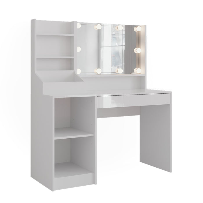 Vicco Tavolo da toeletta Bianco/bianco lucido 119.8 cm 4 parti