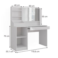 Vicco Tavolo da toeletta Bianco/bianco lucido 119.8 cm 3 parti