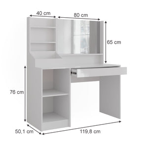 Vicco Tavolo da toeletta Bianco/bianco lucido 119.8 cm 3 parti