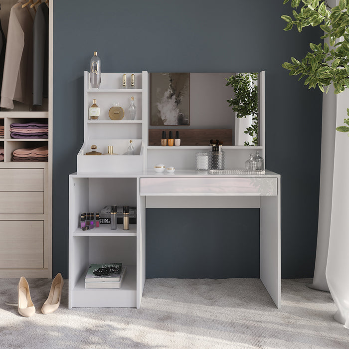 Vicco Tavolo da toeletta Bianco/bianco lucido 119.8 cm 3 parti