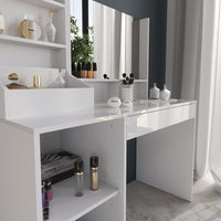 Vicco Tavolo da toeletta Bianco/bianco lucido 119.8 cm 3 parti