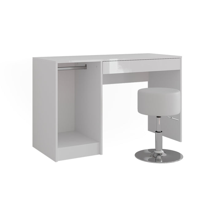 Vicco Tavolo da toeletta Bianco/bianco lucido 119.8 cm con sgabello