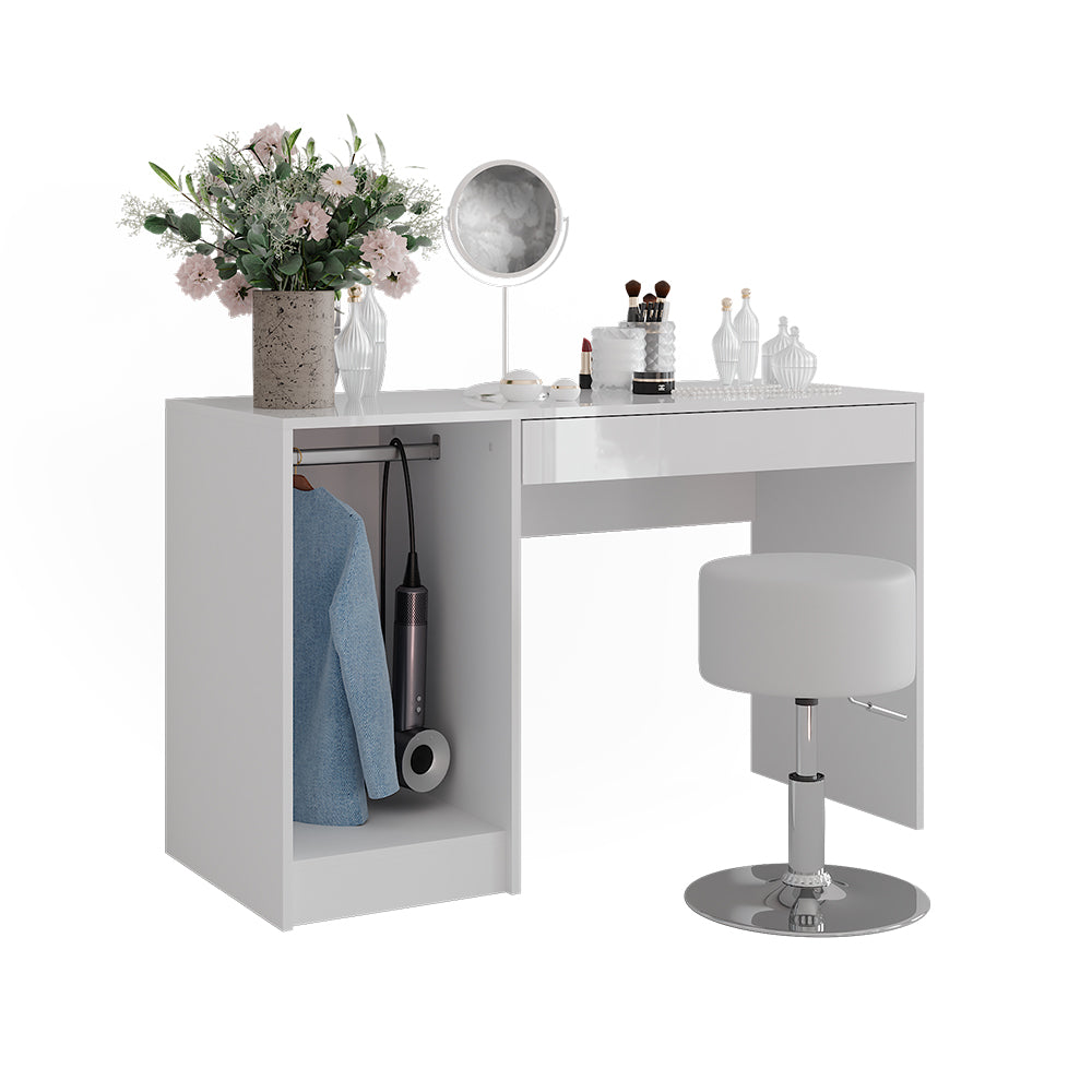 Vicco Tavolo da toeletta Bianco/bianco lucido 119.8 cm con sgabello