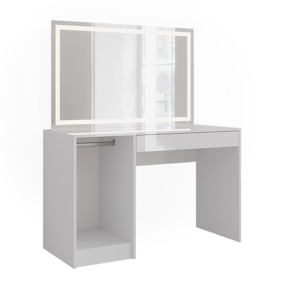 Vicco Tavolo da toeletta Bianco/bianco lucido 119.8 cm con specchio LED