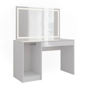 Vicco Tavolo da toeletta Bianco/bianco lucido 119.8 cm con specchio LED
