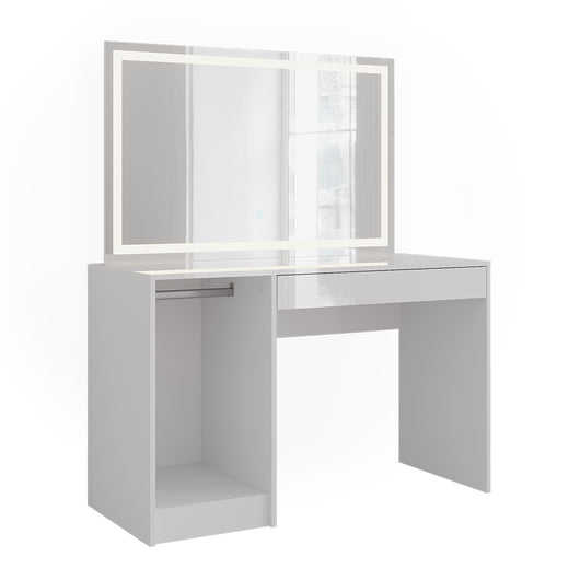 Vicco Tavolo da toeletta Bianco/bianco lucido 119.8 cm con specchio LED