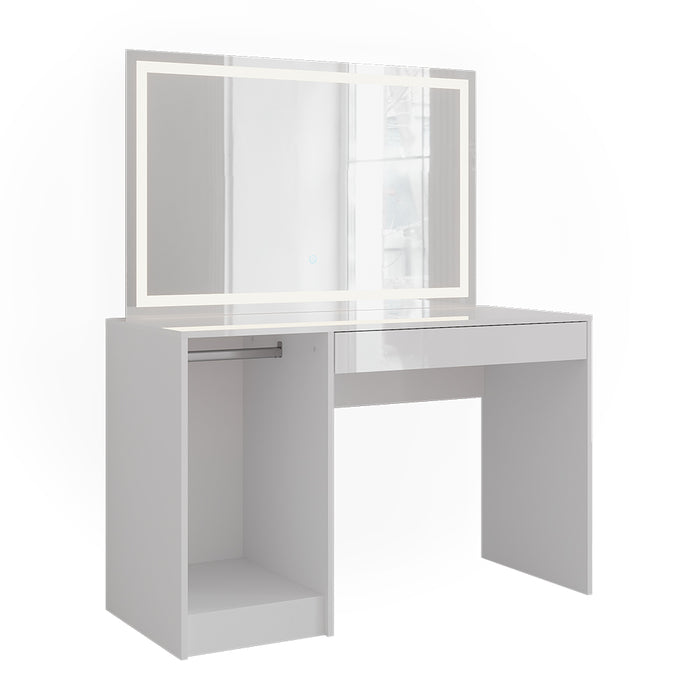 Vicco Tavolo da toeletta Bianco/bianco lucido 119.8 cm con specchio LED