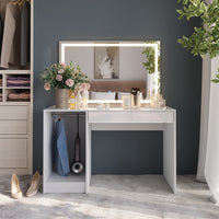 Vicco Tavolo da toeletta Bianco/bianco lucido 119.8 cm con specchio LED