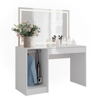 Vicco Tavolo da toeletta Bianco/bianco lucido 119.8 cm con specchio LED