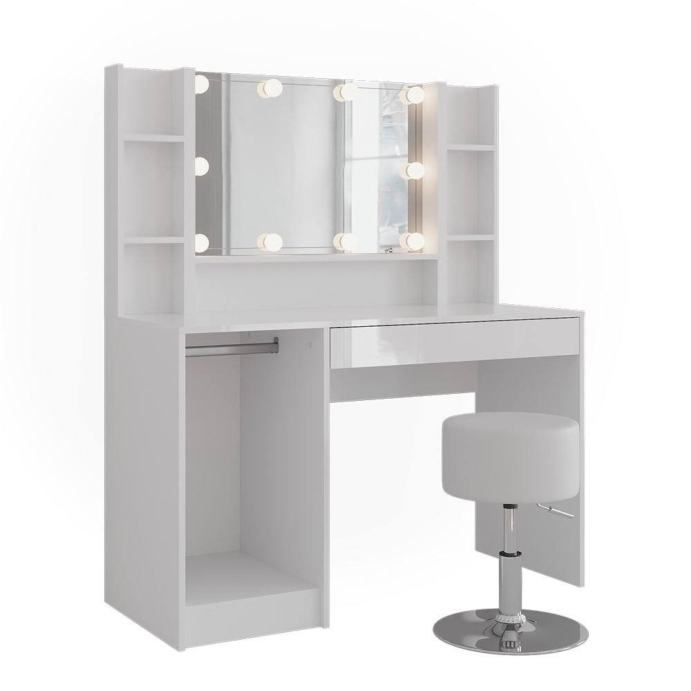 Vicco Tavolo da toeletta Bianco/bianco lucido 119.8 cm 5 parti