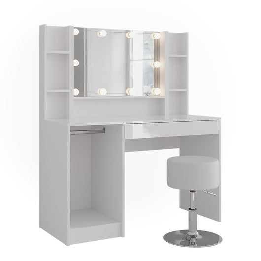 Vicco Tavolo da toeletta Bianco/bianco lucido 119.8 cm 5 parti