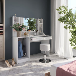 Vicco Tavolo da toeletta Bianco/bianco lucido 119.8 cm 5 parti