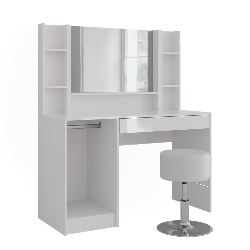 Vicco Tavolo da toeletta Bianco/bianco lucido 119.8 cm 5 parti