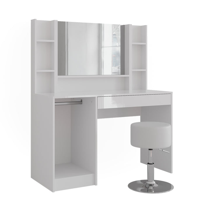 Vicco Tavolo da toeletta Bianco/bianco lucido 119.8 cm 5 parti