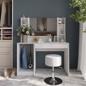 Vicco Tavolo da toeletta Bianco/bianco lucido 119.8 cm 5 parti