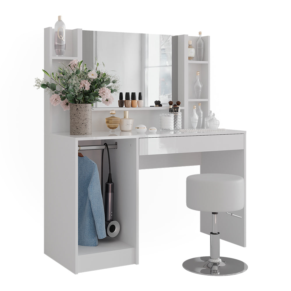 Vicco Tavolo da toeletta Bianco/bianco lucido 119.8 cm 5 parti