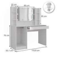 Vicco Tavolo da toeletta Bianco/bianco lucido 119.8 cm 4 parti