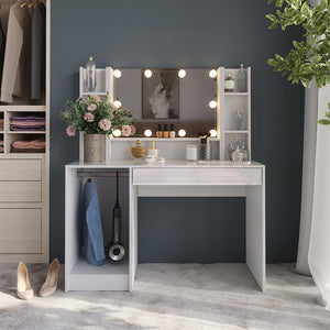 Vicco Tavolo da toeletta Bianco/bianco lucido 119.8 cm 4 parti