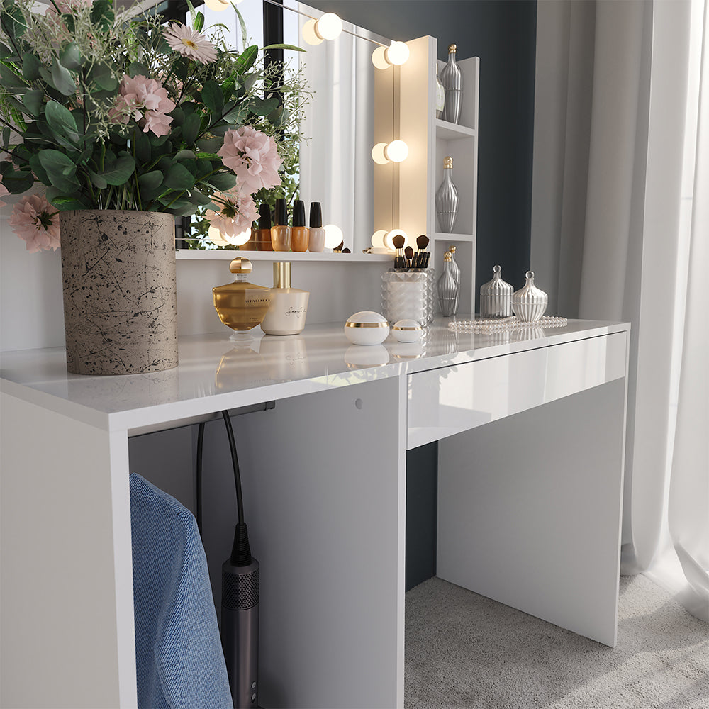 Vicco Tavolo da toeletta Bianco/bianco lucido 119.8 cm 4 parti