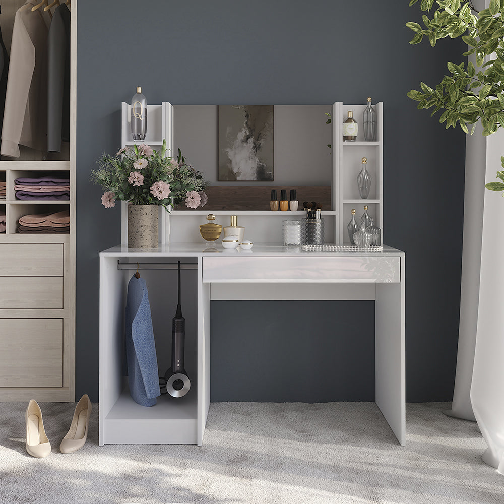 Vicco Tavolo da toeletta Bianco/bianco lucido 119.8 cm 4 parti