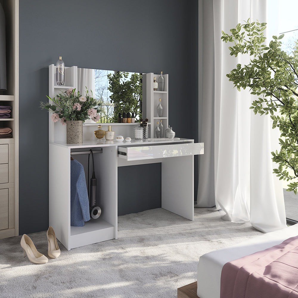 Vicco Tavolo da toeletta Bianco/bianco lucido 119.8 cm 4 parti