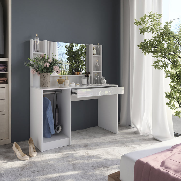 Vicco Tavolo da toeletta Bianco/bianco lucido 119.8 cm 4 parti